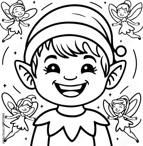 The image of a little fairy flying with wings is suitable for a coloring book pattern photo