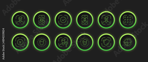 Biometry set icons. Flat style. Vector icons.