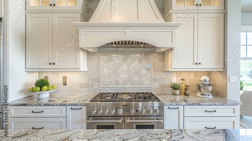 New luxury home beautiful kitchen with backsplash : Generative AI photo