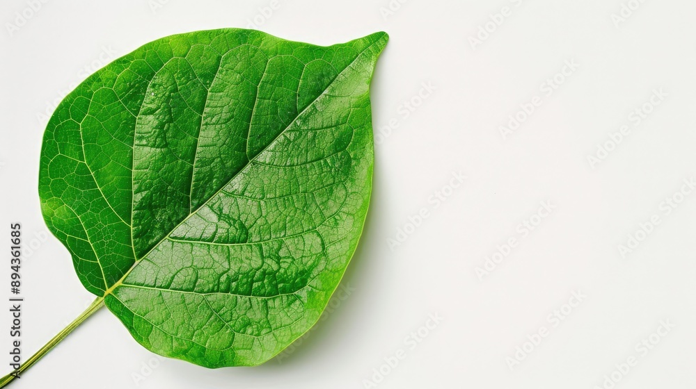 Obraz premium Green leaf in white frame, environmental theme