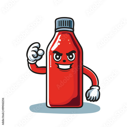 Fotografie Bottle hot sauce icon mascot angry