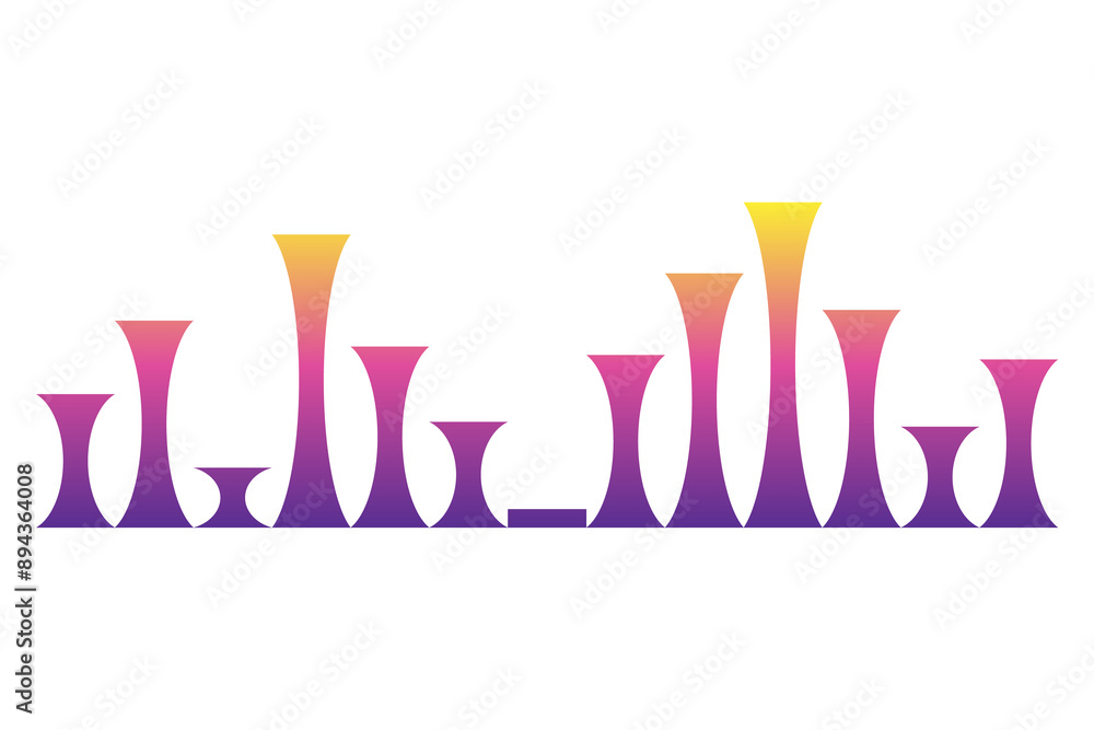 Color sound wave. Audio digital equalizer technology, musical pulse Illustration. Voice line waveform or volume level symbol. Curve radio wave Color sound wave. Audio digital equalizer technology, musical pulse Illustration. Voice line waveform or volume level symbol. Curve radio wave