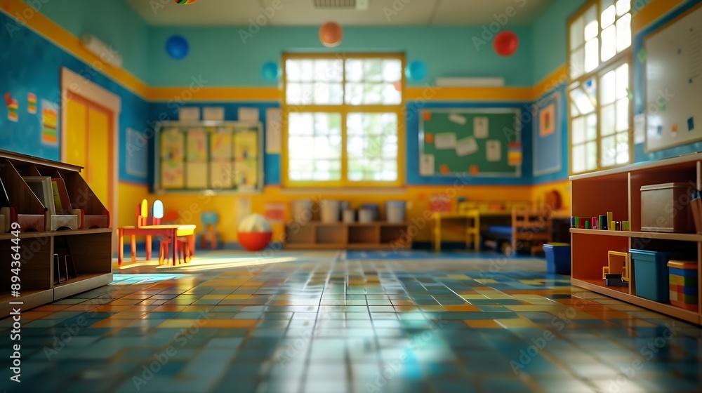 Fototapeta premium Photo of Empty elementary school classroom : Generative AI