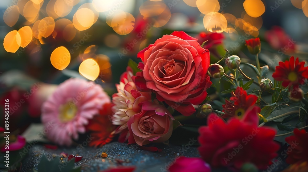 Floral tributes laid following a tragic event or death of a celebrity : Generative AI Floral tributes laid following a tragic event or death of a celebrity : Generative AI
