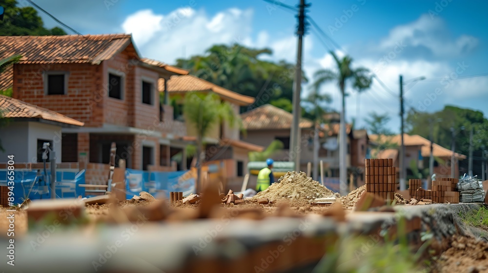 Obraz premium Popular houses being built by the Brazilian government for lowincome populations Housing : Generative AI