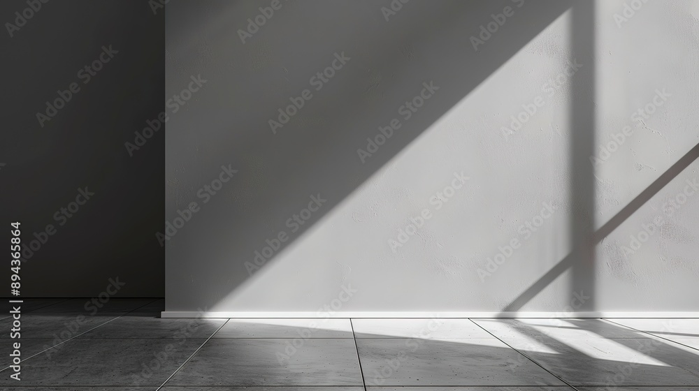 Grey wall with shadows. Geometric shadow on grey wall. Minimal interior background Grey wall with shadows. Geometric shadow on grey wall. Minimal interior background