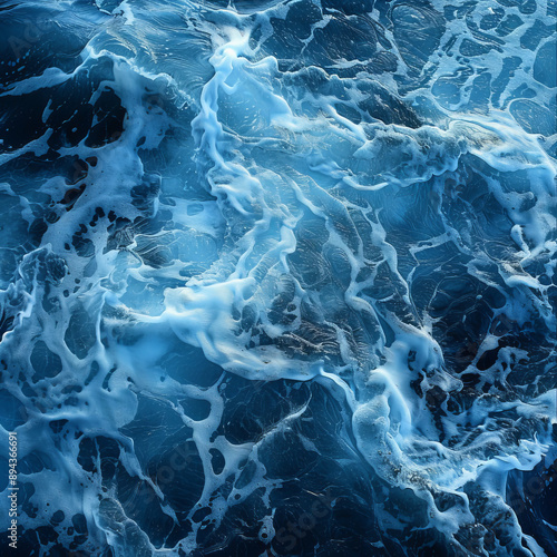 Swirling waves of blue water create a natural abstract texture, making a stunning photo background.