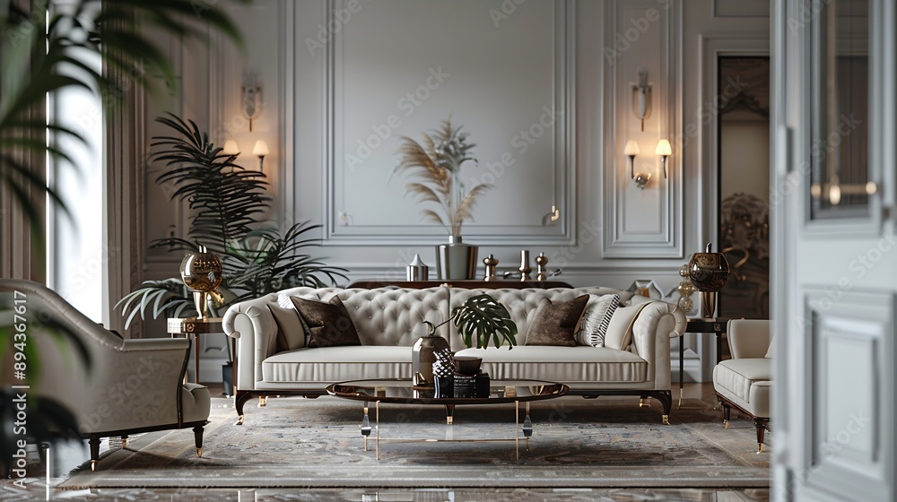 Interior Of A Living Room With Sofa And Furniture : Generative AI Interior Of A Living Room With Sofa And Furniture : Generative AI