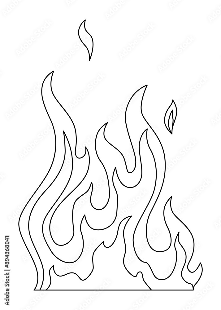 Fire flame line icon. Cartoon heat wildfire or bonfire, burn power fiery. Power light energy silhouette linear style. Campfire element in flat style Fire flame line icon. Cartoon heat wildfire or bonfire, burn power fiery. Power light energy silhouette linear style. Campfire element in flat style