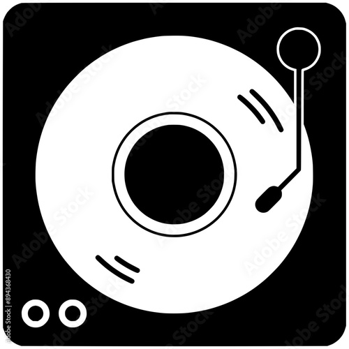 vinyl illustration music silhouette record logo disc icon retro outline audio lp sound gramophone vintage musical play album old shape song turntable entertainment for vector graphic background