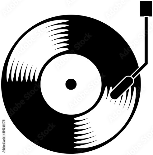 vinyl illustration music silhouette record logo disc icon retro outline audio lp sound gramophone vintage musical play album old shape song turntable entertainment for vector graphic background