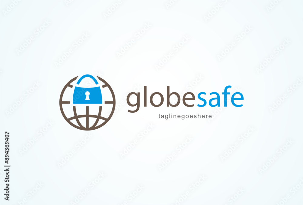 Security logo, Globe with padlock combination, padlock logo design template element, vector illustration Security logo, Globe with padlock combination, padlock logo design template element, vector illustration