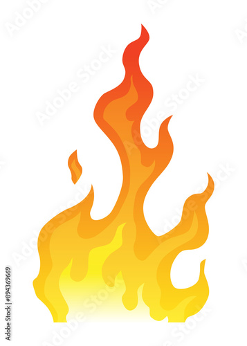 Fire flame icon. Cartoon heat wildfire or bonfire, burn power fiery. Power light energy silhouette. Campfire element in flat style. Isolated illustration