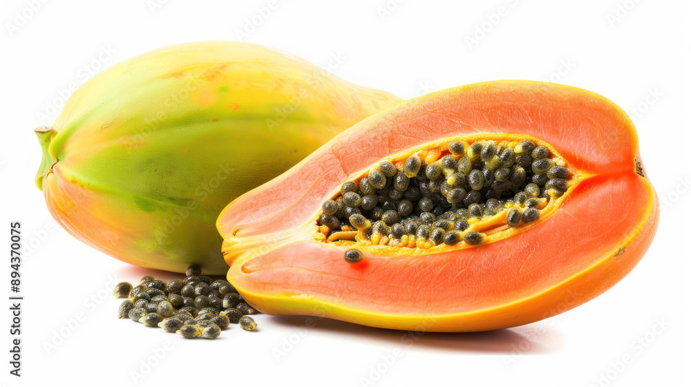 Ripe Papaya Fruit With Seeds Ripe Papaya Fruit With Seeds