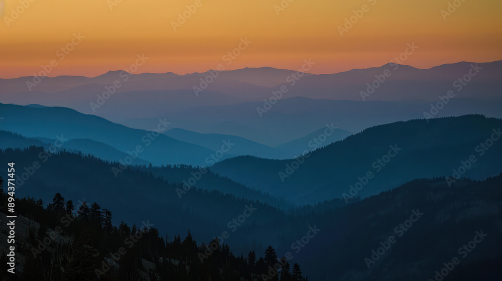 Fototapeta premium Silhouetted Mountain Range at Sunset