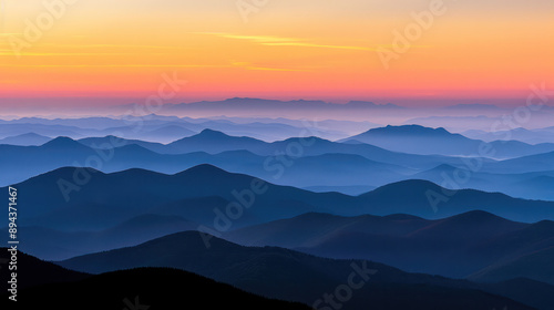 Mountain Range Silhouette at Dawn