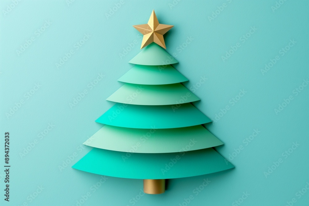 Geometric gradient Christmas tree on a clean teal background Geometric gradient Christmas tree on a clean teal background