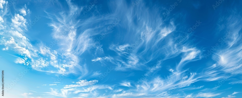 Obraz premium Clear Blue Sky Background with Clouds for Elegant and Clean Design, Perfect for Banners and Website Use