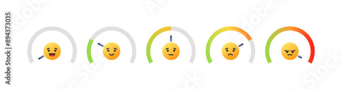 Mood Level Set Icons. Emoji icons. Flat style. Vector icons.