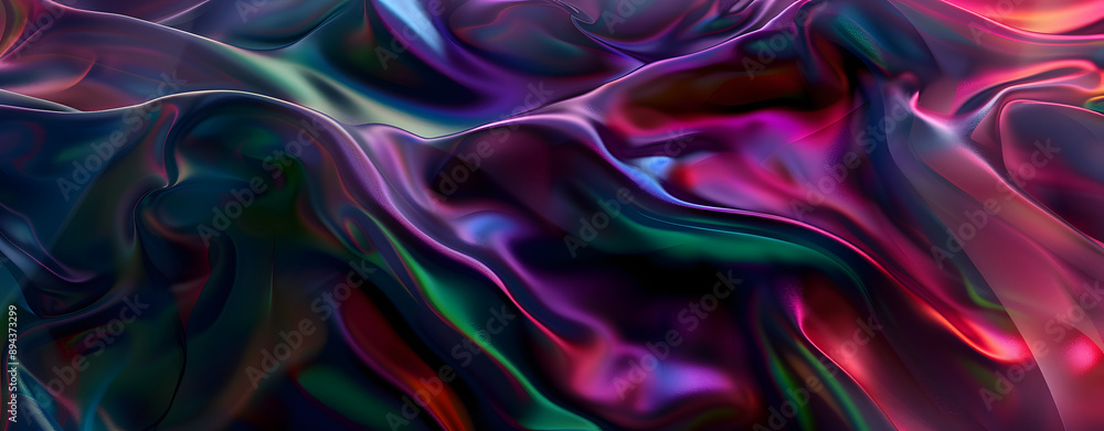 Fototapeta premium Colorful Surface with Undulations and Swirls. Dark Luxury Banner.