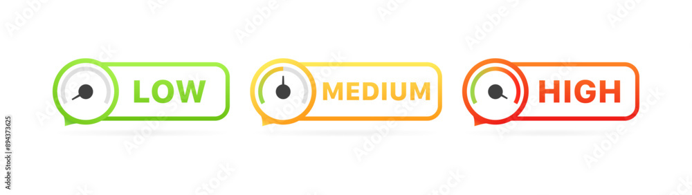 Low medium high level set icons. Flat style. Vector icons. Low medium high level set icons. Flat style. Vector icons.