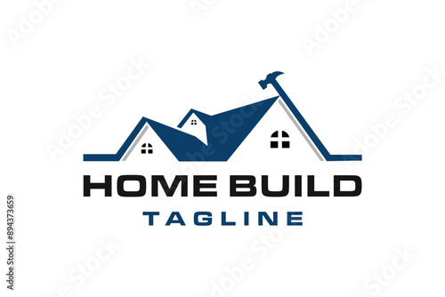 Home Build Logo Design Idea, Renovation Home Logo With Hammer