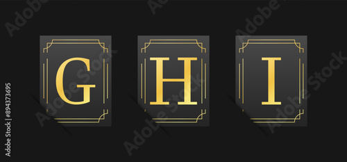 G H I letters set icons. Flat style. Vector icons.