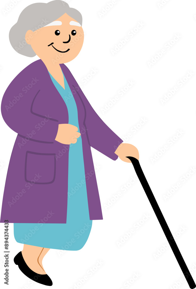 Doodle style of old woman walking with cane cartoon illustration svg for grandmother, retirement, aging society, generation, care, health, grandparents day, mother, nursing home, support, exercise Doodle style of old woman walking with cane cartoon illustration svg for grandmother, retirement, aging society, generation, care, health, grandparents day, mother, nursing home, support, exercise
