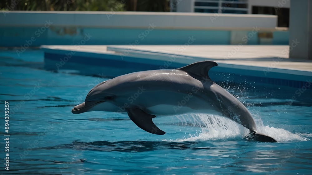 Obraz premium Dolphins forming beautiful circles in the ocean waves