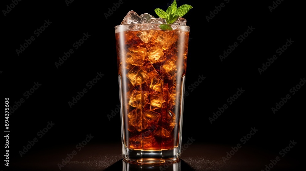 Long island iced tea cocktail with orange wedges and splashes on white background Long island iced tea cocktail with orange wedges and splashes on white background