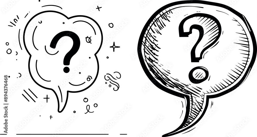 Line icon with a question mark. Curled continuous line. Question mark with ribbon outline. Line icon with a question mark. Curled continuous line. Question mark with ribbon outline.