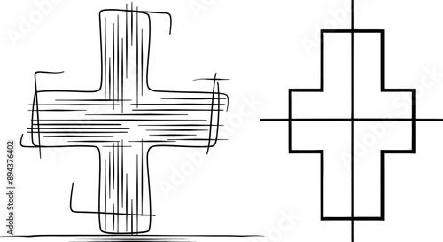 Illustration of hash tag symbol. Single line continuous hash tag. Line art, outline