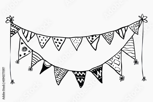 Hand-drawn festive bunting illustration