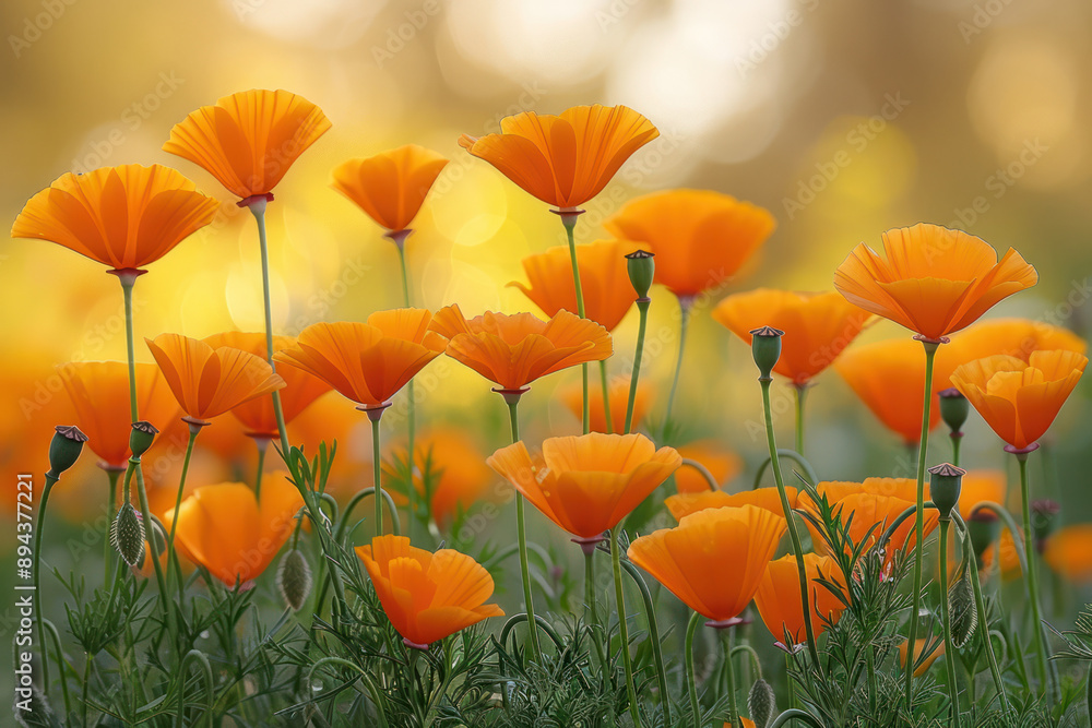 Obraz premium California Poppy Field at Sunset