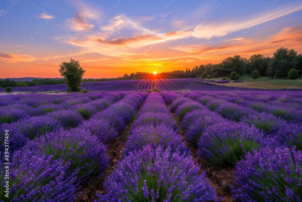 Obraz premium Lavender Field Sunset