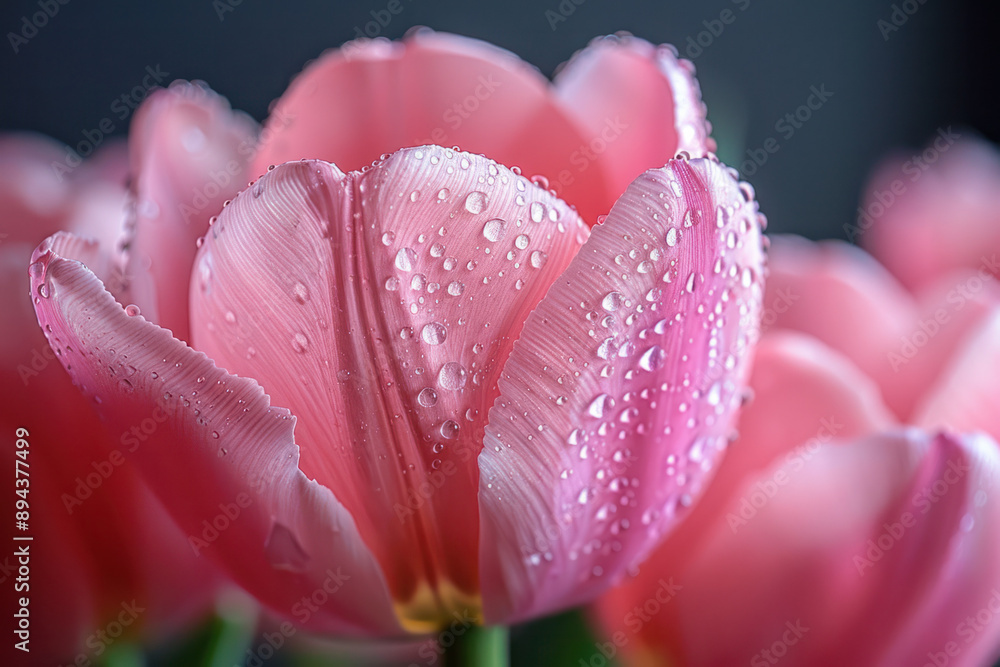Pink Tulip Petal With Water Drops Pink Tulip Petal With Water Drops