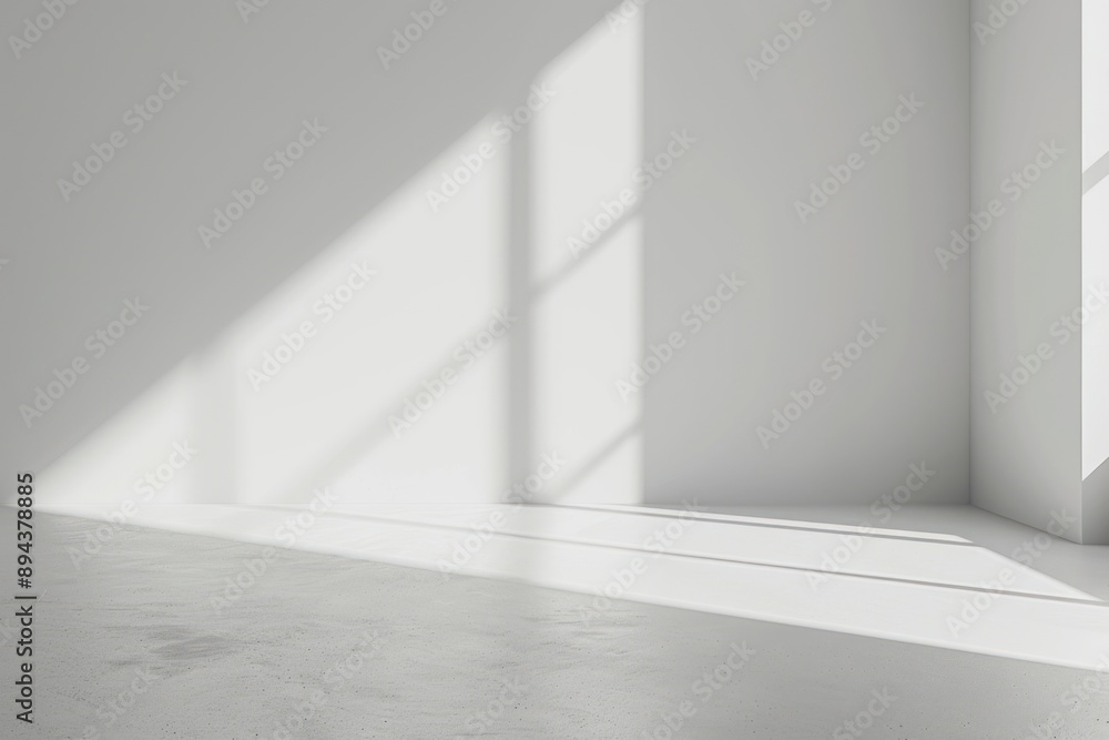 Minimalist White Room Interior with Sunlight Minimalist White Room Interior with Sunlight