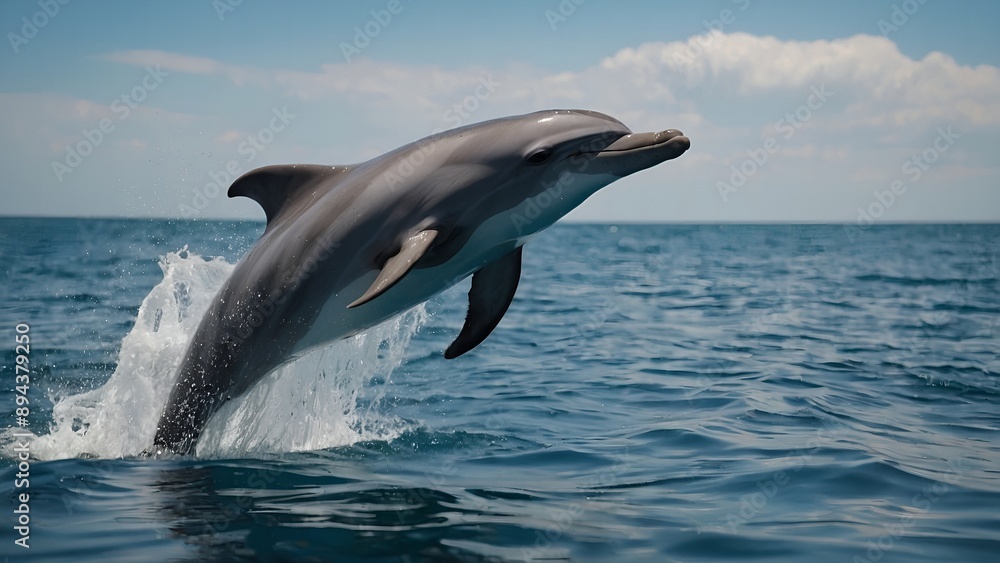 Fototapeta premium Dolphins making graceful arcs as they swim in the sea