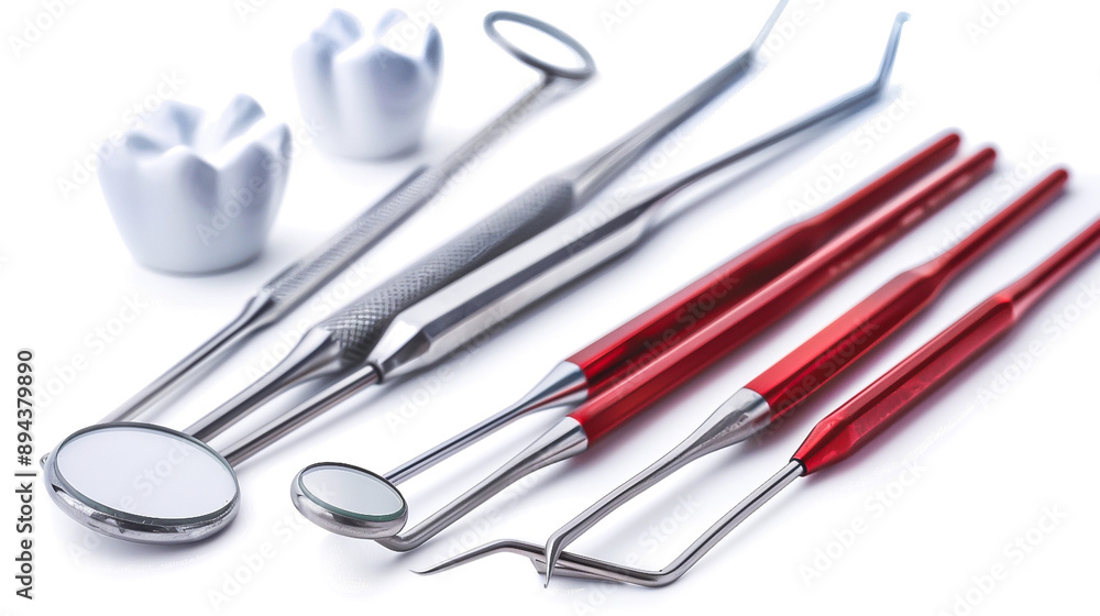 Dental instruments. Dentist tools on white background Dental instruments. Dentist tools on white background