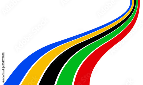 Colored Olympic Games rainbow wavy lines flag Background