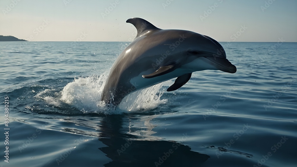 Fototapeta premium Dolphins creating mesmerizing splash patterns in the waves