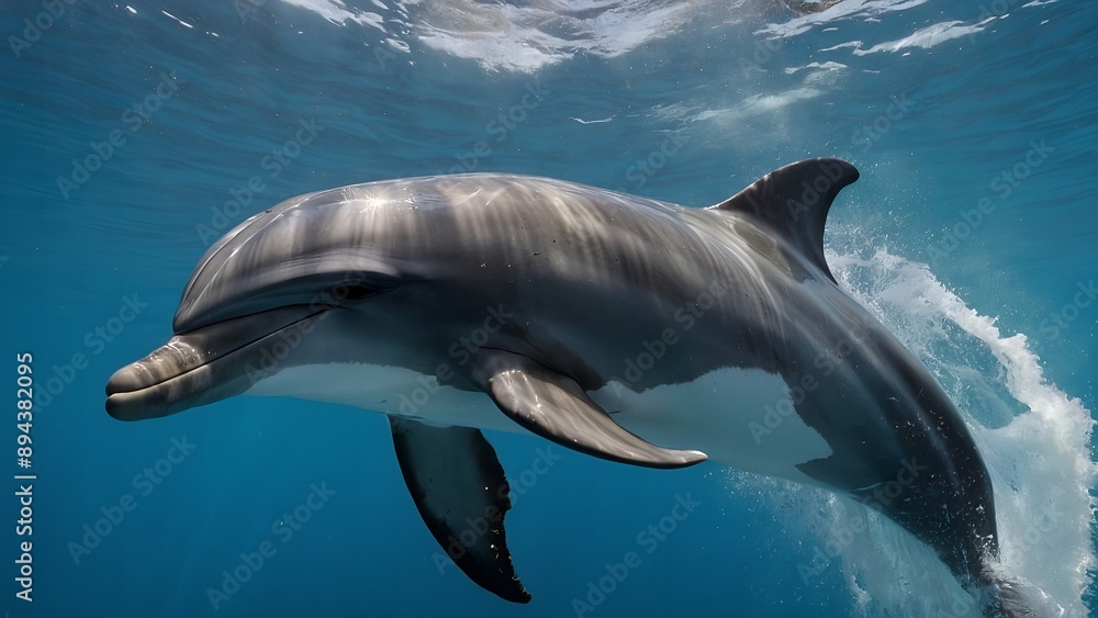 Fototapeta premium A dolphin soaring through the air with grace