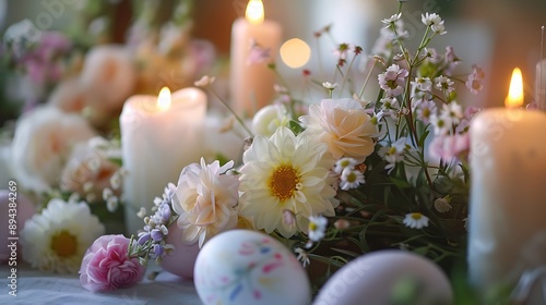 candle and flowers