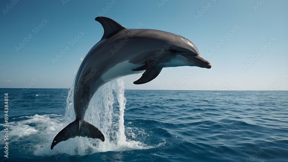 Fototapeta premium A dolphin splashing playfully in the surf