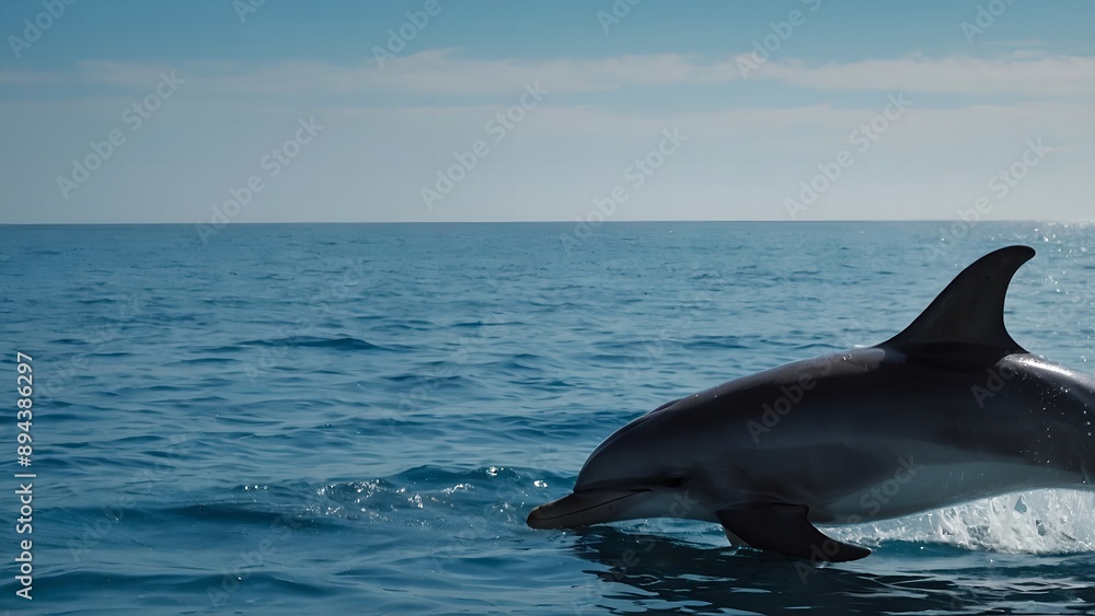Fototapeta premium A dolphin diving elegantly beneath the surface