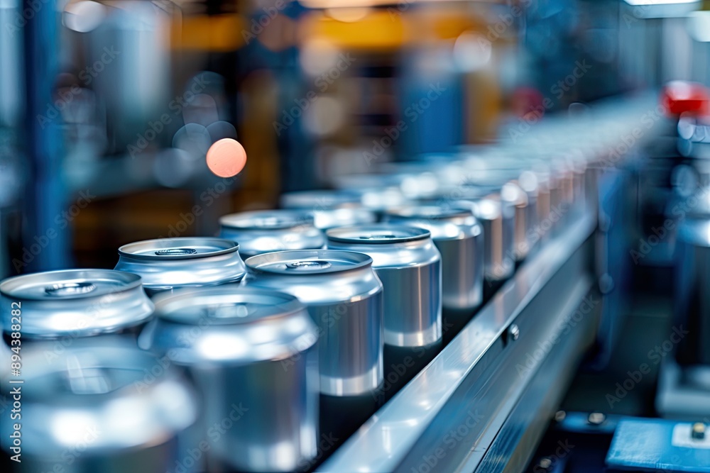 Automated Assembly Line Producing Cans in Factory Automated Assembly Line Producing Cans in Factory