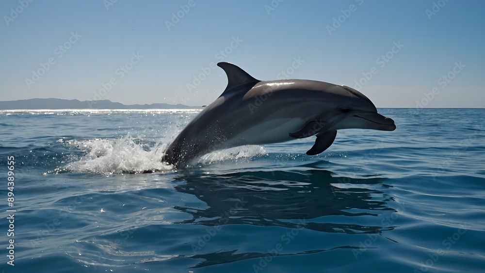 Dolphins swimming close together in the warm sea Dolphins swimming close together in the warm sea
