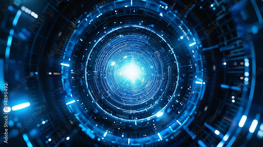Futuristic Blue Digital Tunnel Futuristic Blue Digital Tunnel