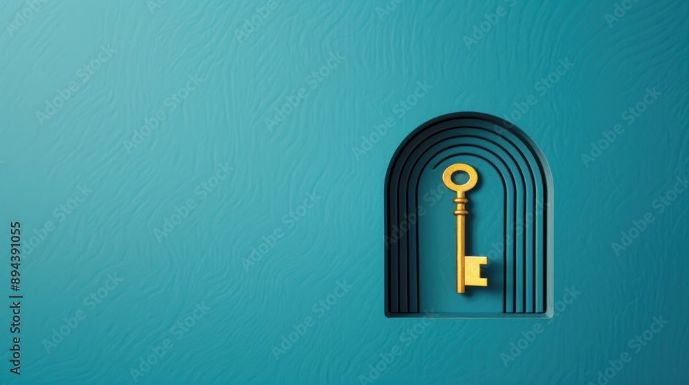 An abstract image of a keyhole with a golden key inserted, representing the concept of unlocking success through a positive mindset. An abstract image of a keyhole with a golden key inserted, representing the concept of unlocking success through a positive mindset.
