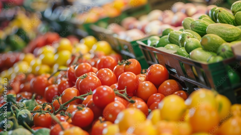 Fresh Vegetables Displayed in a Market Fresh Vegetables Displayed in a Market